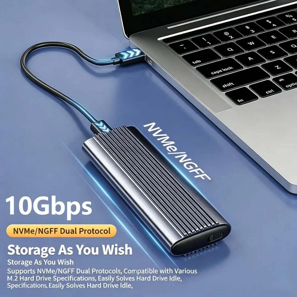 M.2 NVMe SATA SSD Enclosure Type-C 10Gbps Aluminum 4TB SSD Enclosure Babs