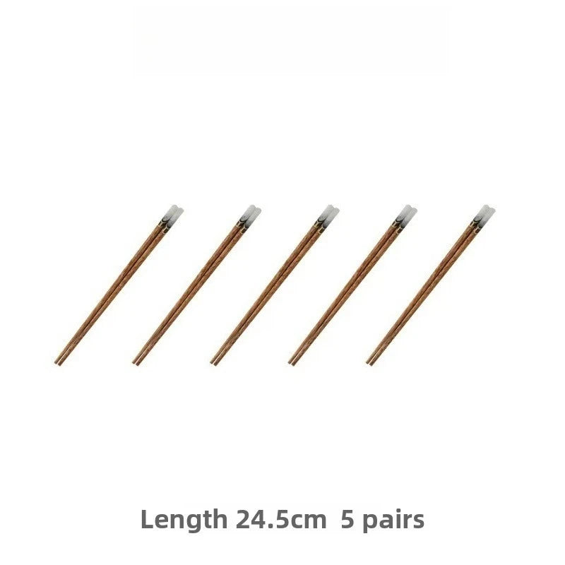 Hand-Carved Wave Pattern Wooden Chopsticks | Set of 5 or 10 Wooden Chopstick Set Babs 5 pairs
