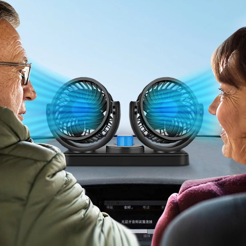 Dual Head Car Cooling Fan 12V/24V – 360° Adjustable Airflow Car Cooling Fan Babs