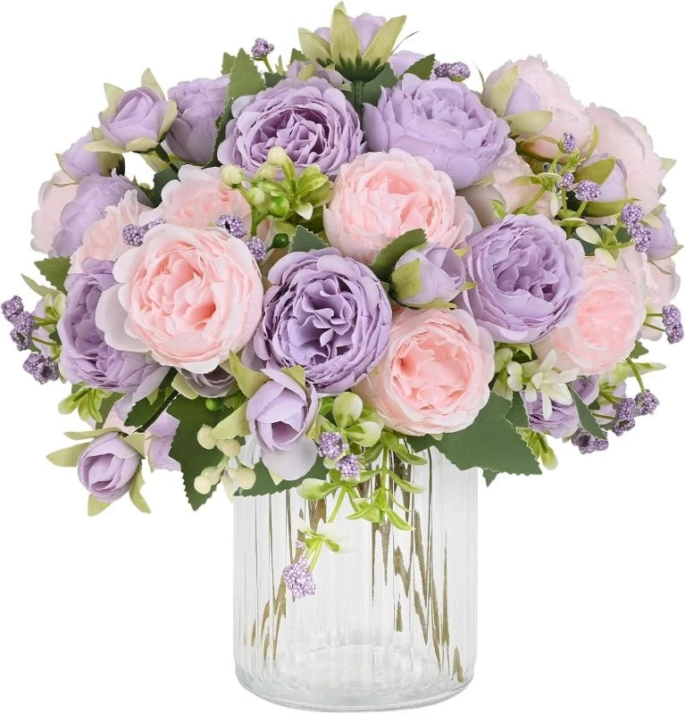 Silk Peony Rose Artificial Flower Bouquet – Wedding & Home Décor Artificial Flower Bouquet Babs color9 1pc