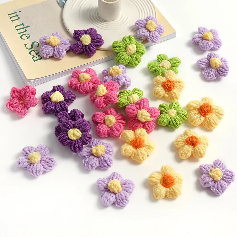 10/20Pcs 4cm Wool Flower Heads DIY Hair Clips Crafts Home Décor DIY Floral Embellishment Babs