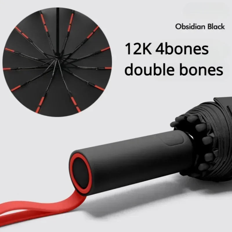 16K Double-Bone Windproof Folding Umbrella – UV Sun & Rain Folding Umbrella Babs black-72bones 24K Iron
