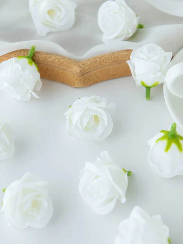 50Pcs Silk Artificial Rose Heads for Wedding & Home Decor | DIY Artificial Silk Flowers Babs color 1 100 pcs