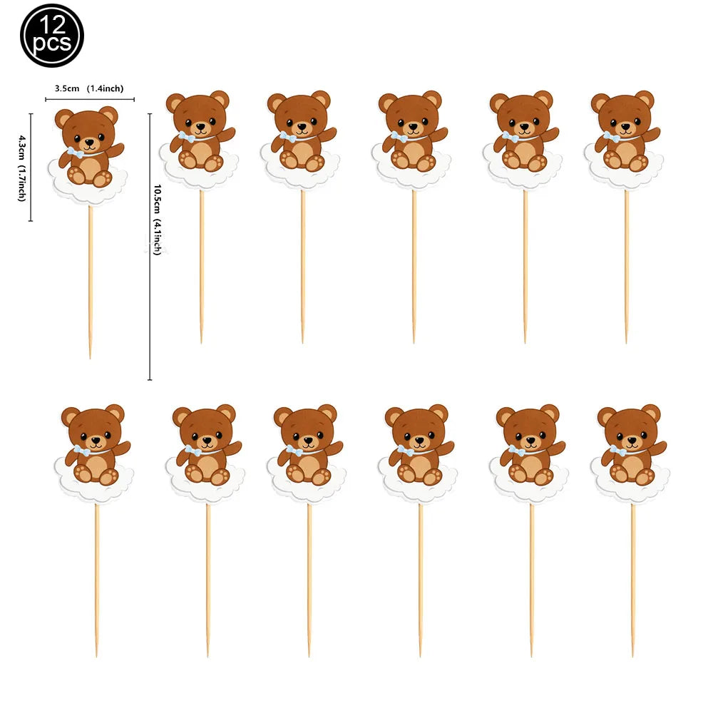 Teddy Bear Party Supplies – Plates, Napkins, Balloon & Decor Party Supplies Set Babs DARK GRAY