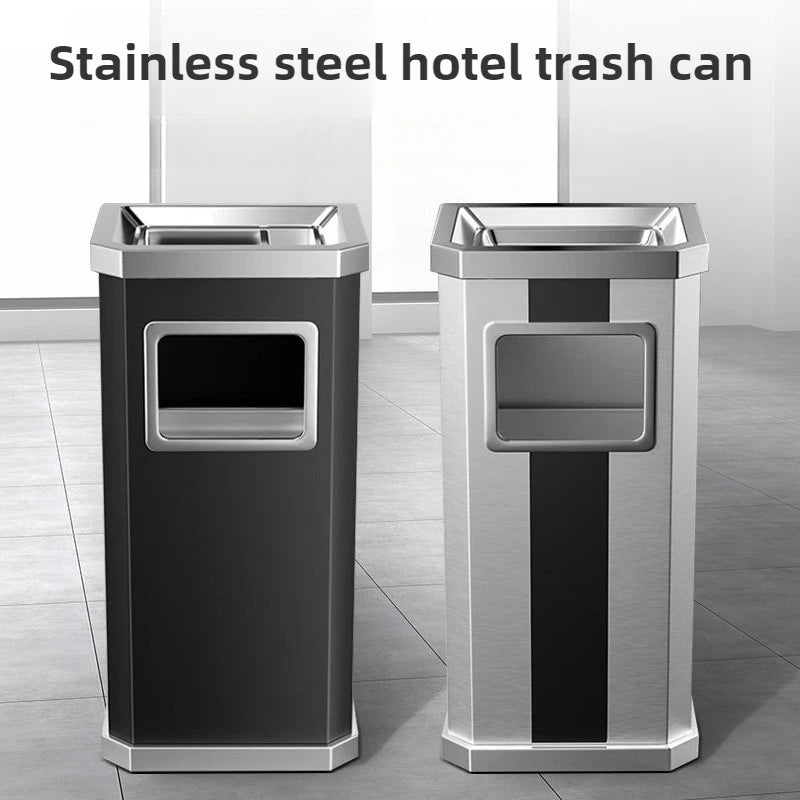 12L Stainless Steel Vertical Trash Can – Hotel & Lobby Bin Stainless Waste Bin Babs