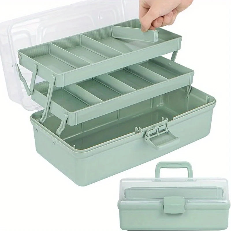 3-Layer Craft Organizer Box with Adjustable Dividers & Handle Craft Storage Organizer Babs