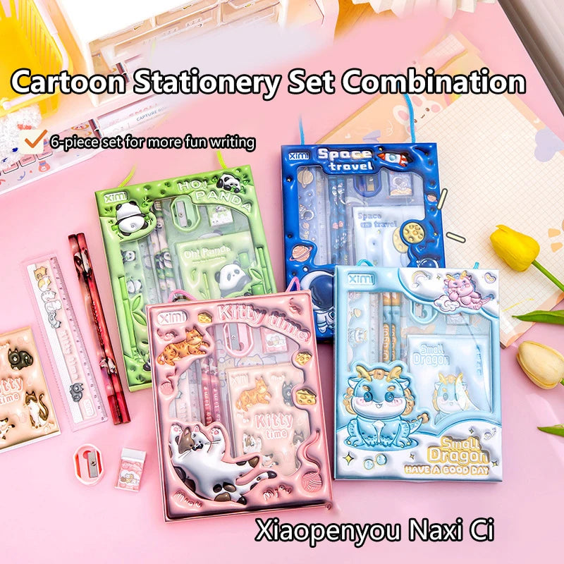 Kids Cartoon Stationery Set – 6-Piece Children's Study Kit Kids Stationery Set Babs