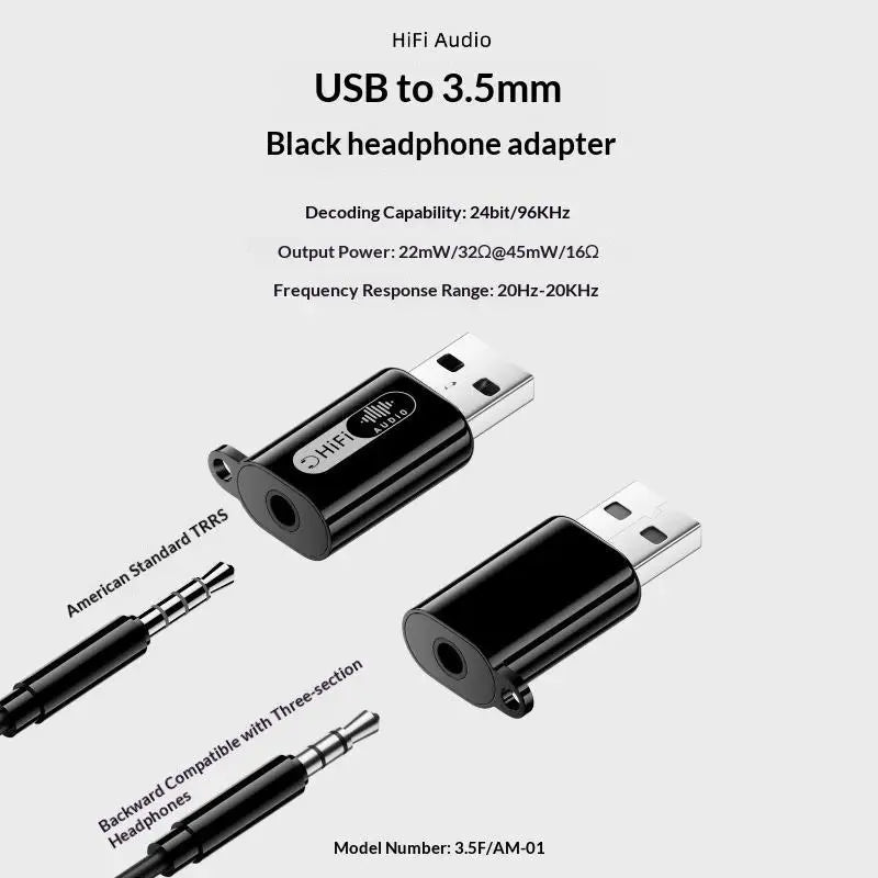 USB to 3.5mm TRRS Audio Adapter – HiFi DAC Sound Card USB Audio Adapter Babs A1