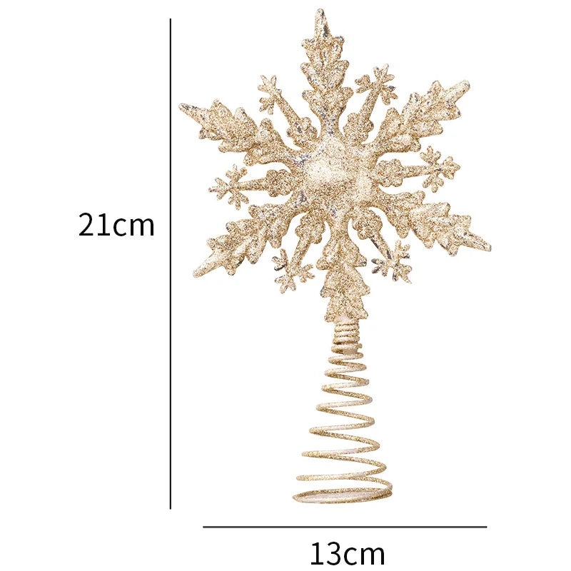 Christmas Tree Star Topper – Glitter Gold & Silver Snowflake Christmas Tree Topper Babs 1