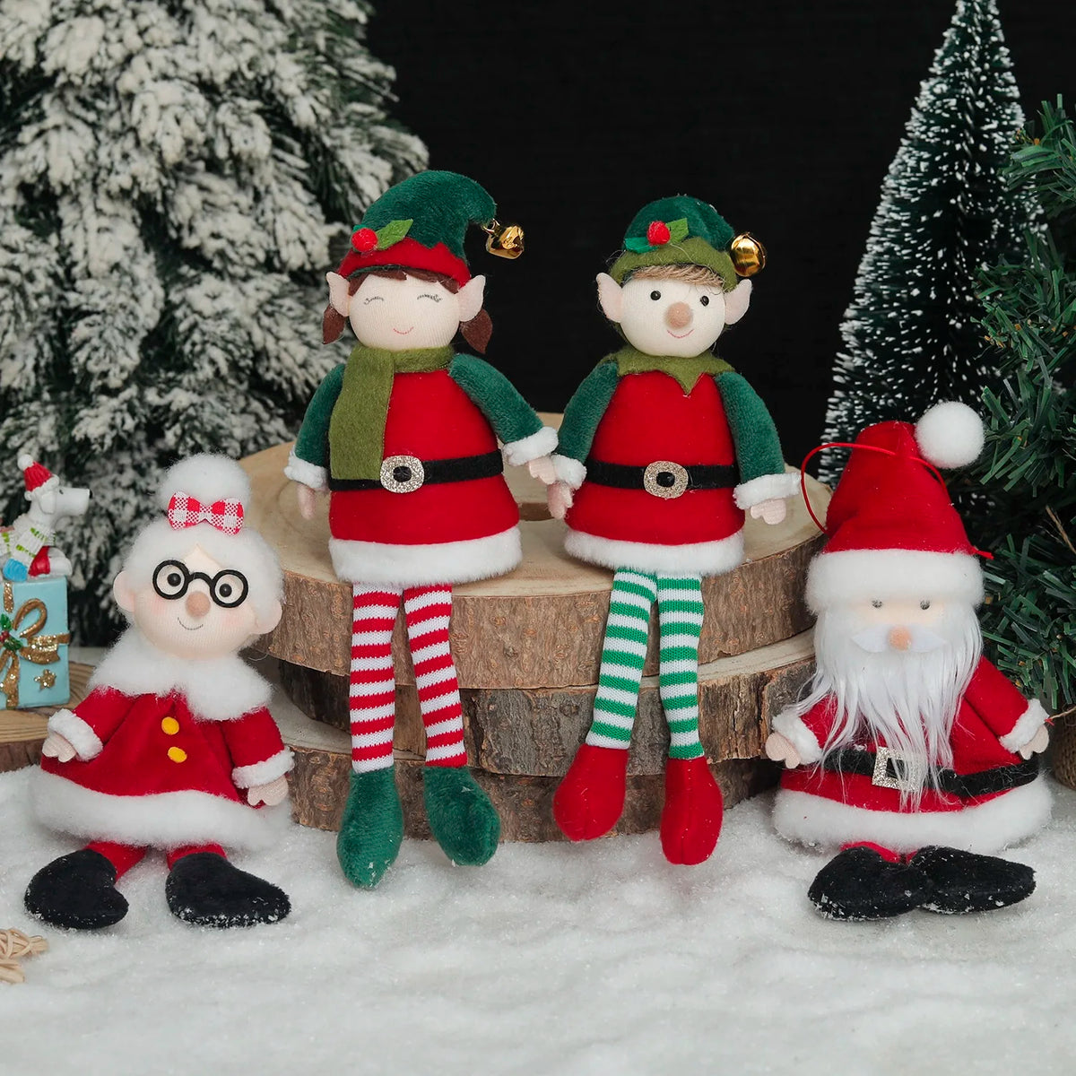 Plush Long-Legged Elf Christmas Ornament – Boy & Girl Decor Christmas Elf Ornament Babs