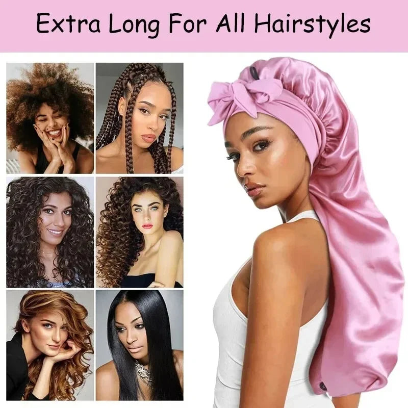 Extra Large Satin Sleep Bonnet with Long Tie – All Hair Types Satin Sleep Bonnet Babs
