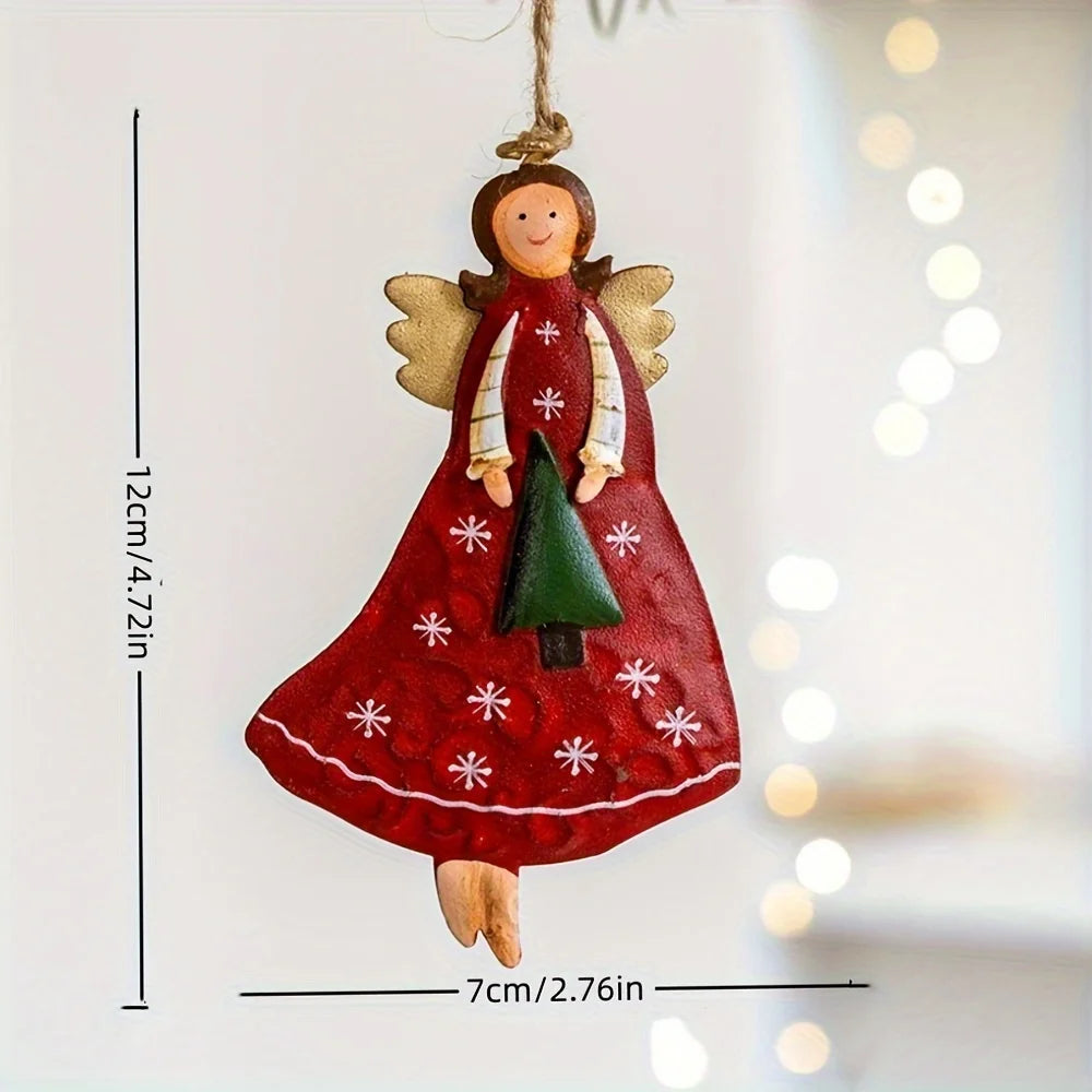 Set of 4 Vintage Angel Wooden Christmas Tree Ornaments Christmas Tree Ornament Babs