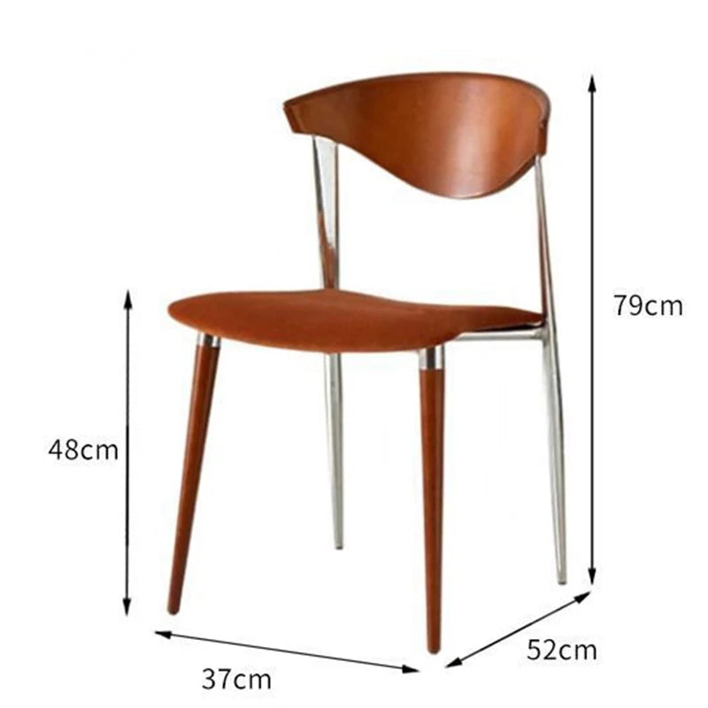 Nordic Minimalist Dining Chair | Microfiber Leather & Steel Dining Chair Babs Brown-Velvet