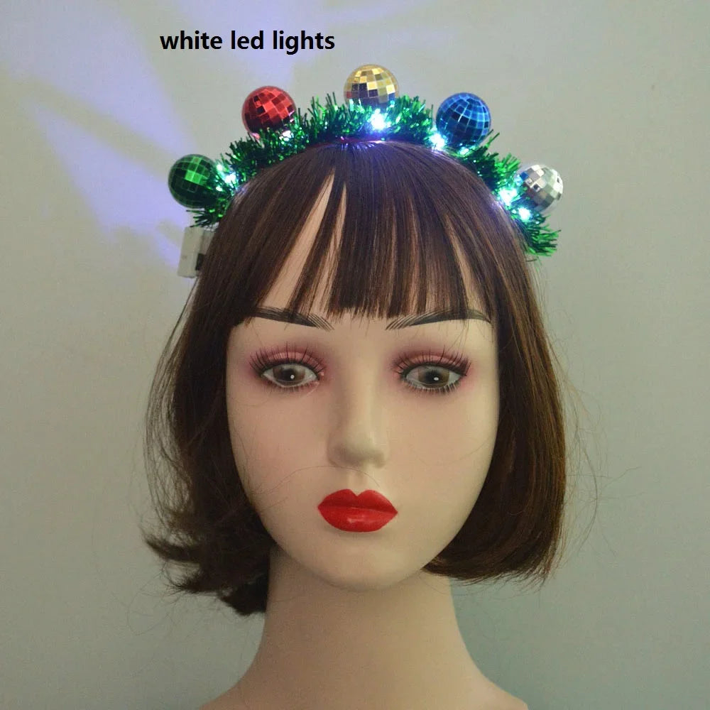 LED Snowflake Holiday Party Headband – Girls & Adults Glow LED Party Headband Babs whtie lights