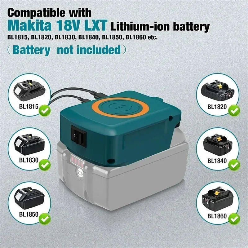 18V Battery USB-C & Wireless Charger Adapter – Makita/Dewalt/Milwaukee Battery Charger Adapter Babs