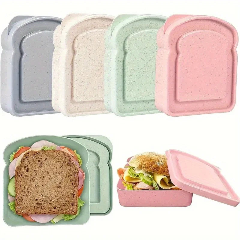 Toast-Shape Sandwich Bento Box with Lid – Reusable Lunch Sandwich Storage Box Babs