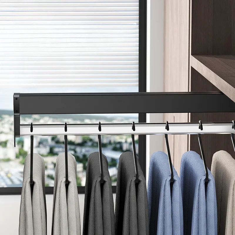 Sliding Rail Coat Rack – Retractable Metal Wardrobe Hanger Sliding Coat Rack Babs