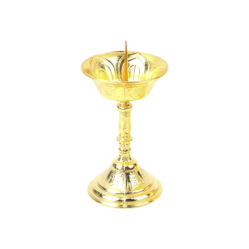 Metal Lotus Votive Candle Holder – Buddhist Butter Lamp Stand Votive Candle Holder Babs Golden