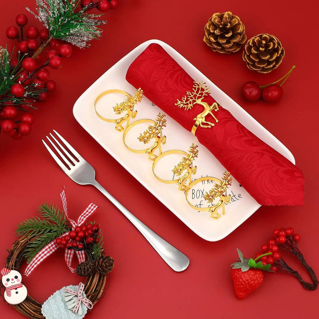 Reindeer Metallic Napkin Rings | Christmas Table Décor Napkin Rings Babs