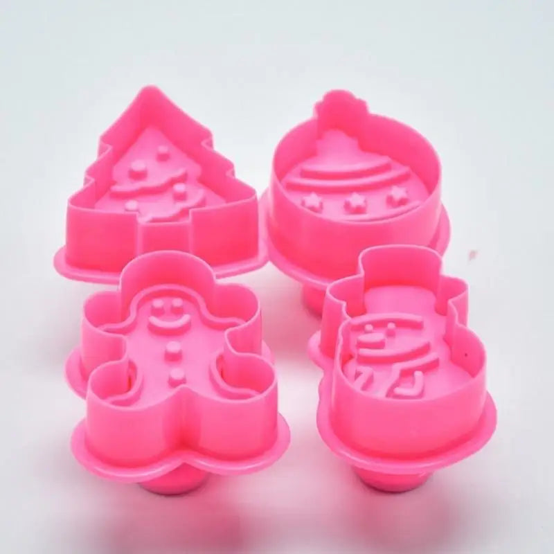 4-Piece Christmas Cookie Cutter & Fondant Mold Baking Set Cookie Cutter Set Babs