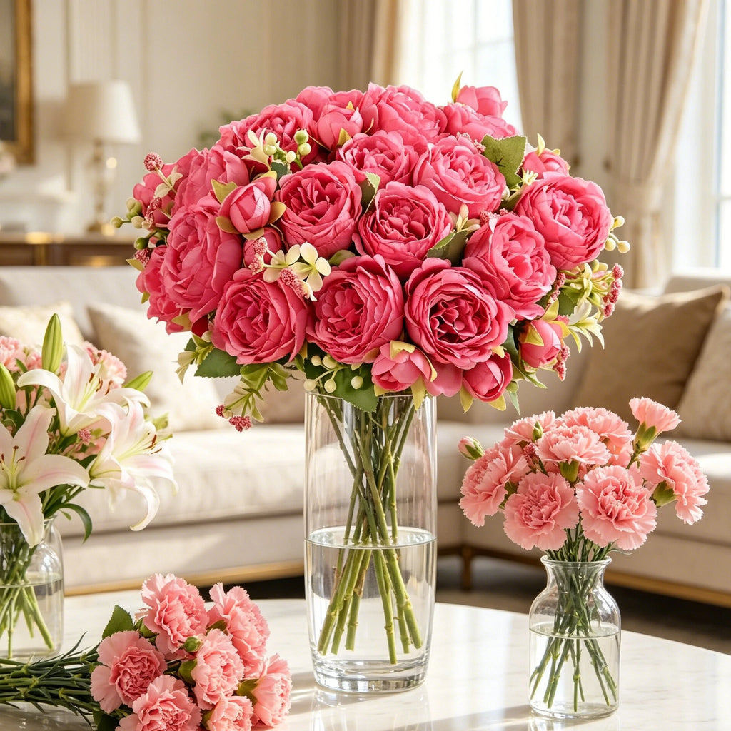 Artificial Silk Peony Flowers – Wedding & Home Décor Bouquet Artificial Silk Flowers Babs