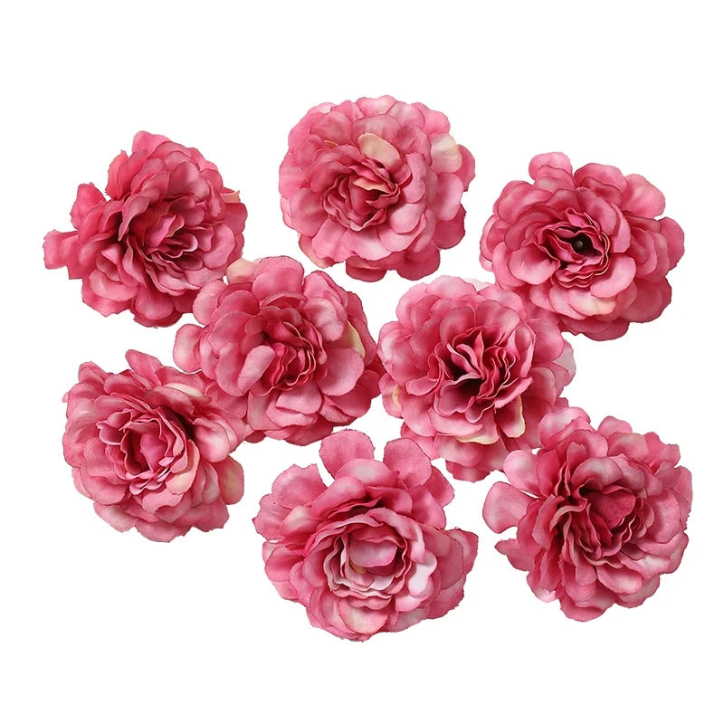 Silk Rose Artificial Flower Heads | Wedding & Home Décor Artificial Flower Heads Babs Red 50Pcs