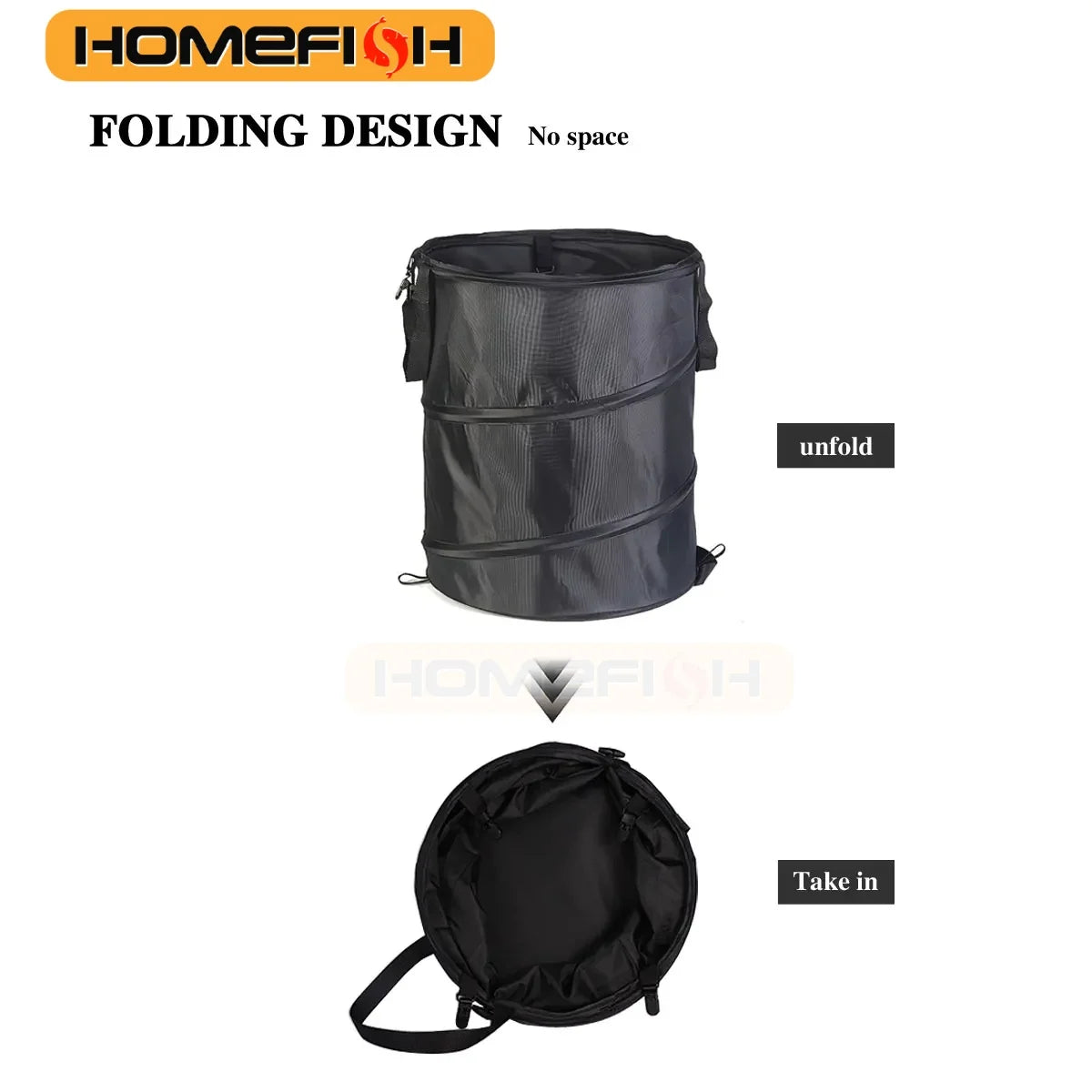 Pop-Up Folding Trash Can – Portable Camping & Garden Bin Folding Trash Can Babs black 37L