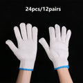 12 Pairs Cotton Yarn Work Gloves – Gardening & Labor Work Gloves Babs white