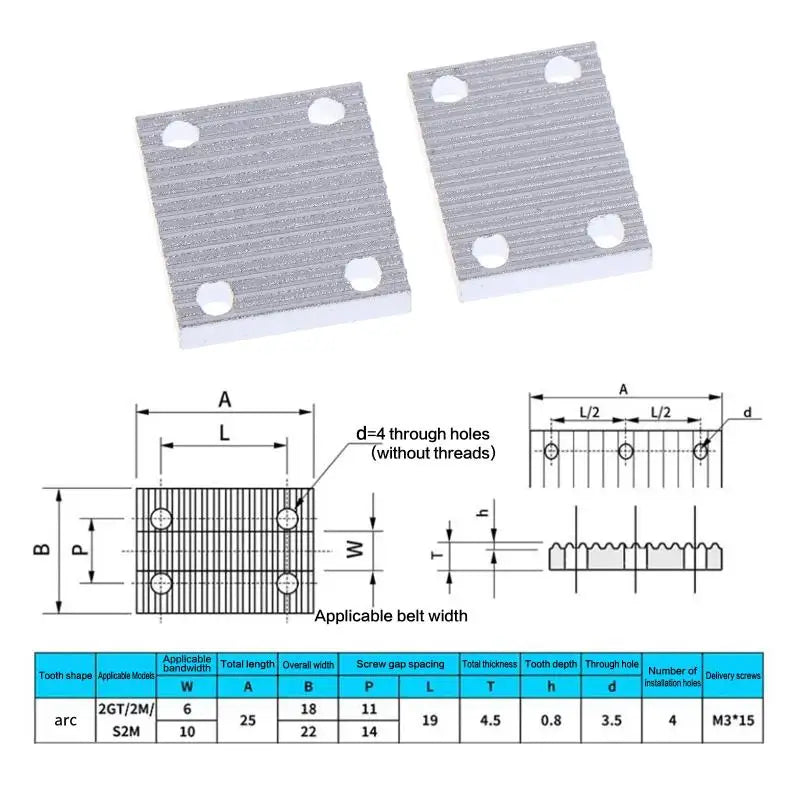Aluminum GT2 Belt Clamp 6mm & 10mm – 3D Printer Timing Belt Timing Belt Clamp Babs