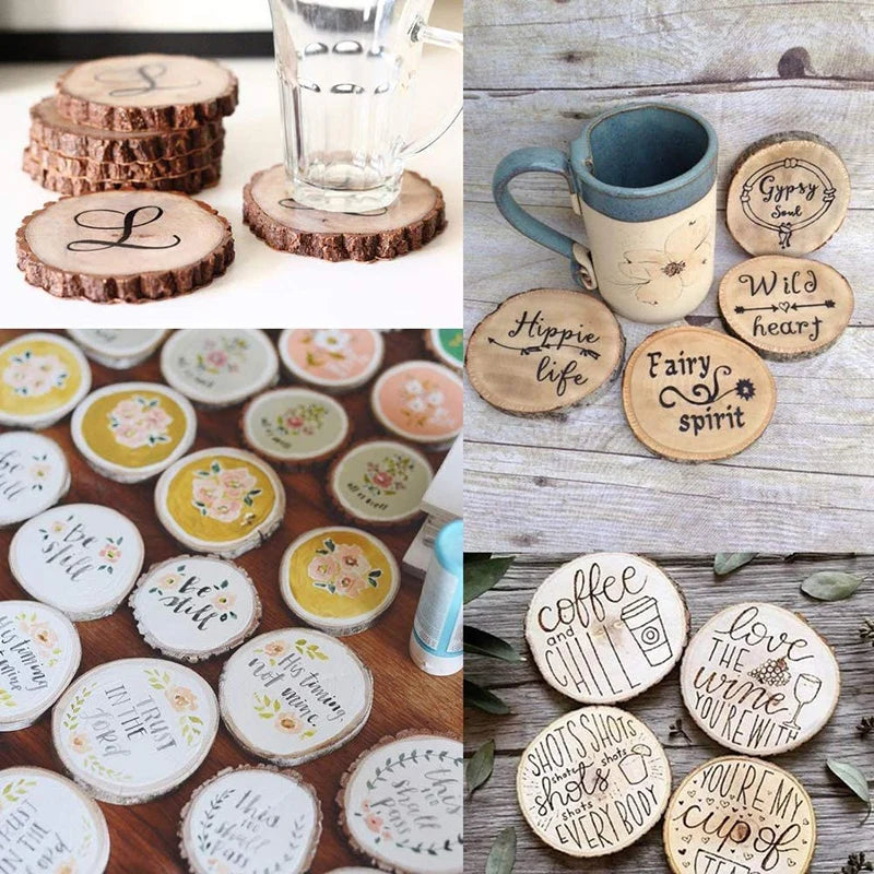 Natural Pine Wood Slices Unfinished Log Discs – DIY Crafts Wood Craft Discs Babs