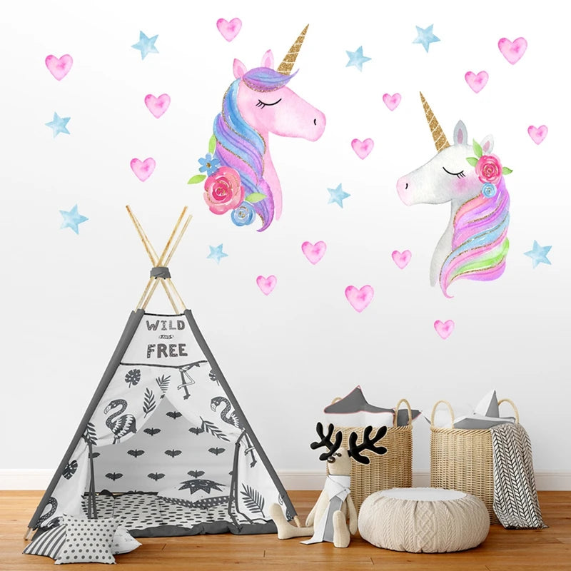 Unicorn Glow in the Dark Wall Stickers – Kids Room Decals Glow Wall Decals Babs