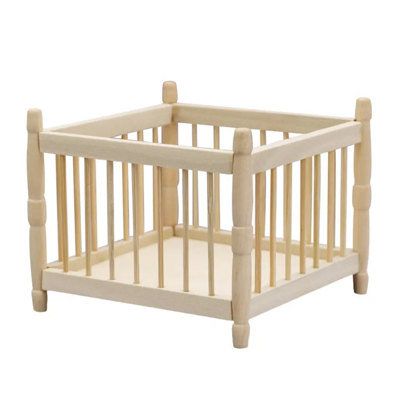 1:12 Scale Dollhouse Miniature Baby Bed – Wooden DIY Craft Dollhouse Miniature Furniture Babs