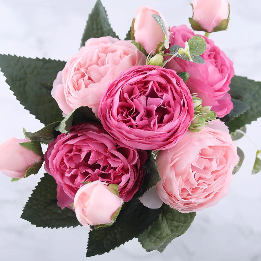 Silk Rose Peony Artificial Flowers – Wedding & Home Décor Artificial Flower Bouquet Babs Double Pink