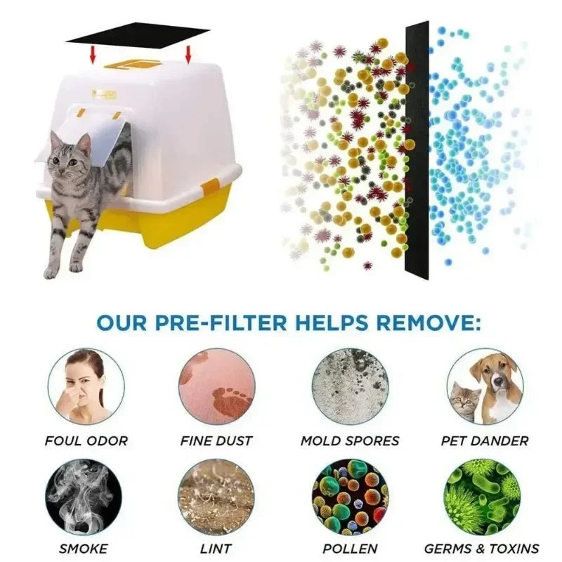 12-Pack Activated Carbon Litter Box Filters for Cats & Dogs Litter Box Filter Babs