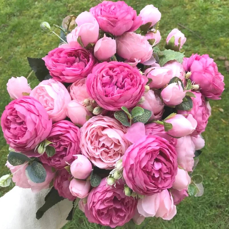 Silk Rose Peony Artificial Flowers – Wedding & Home Décor Artificial Flower Bouquet Babs