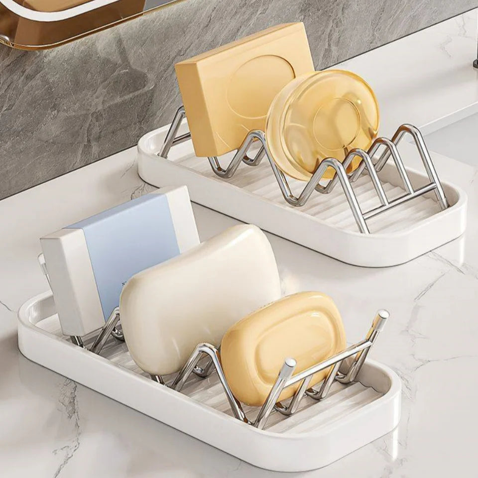 Wavy Stainless Steel Soap Dish with Removable Drip Tray Soap Dish Babs