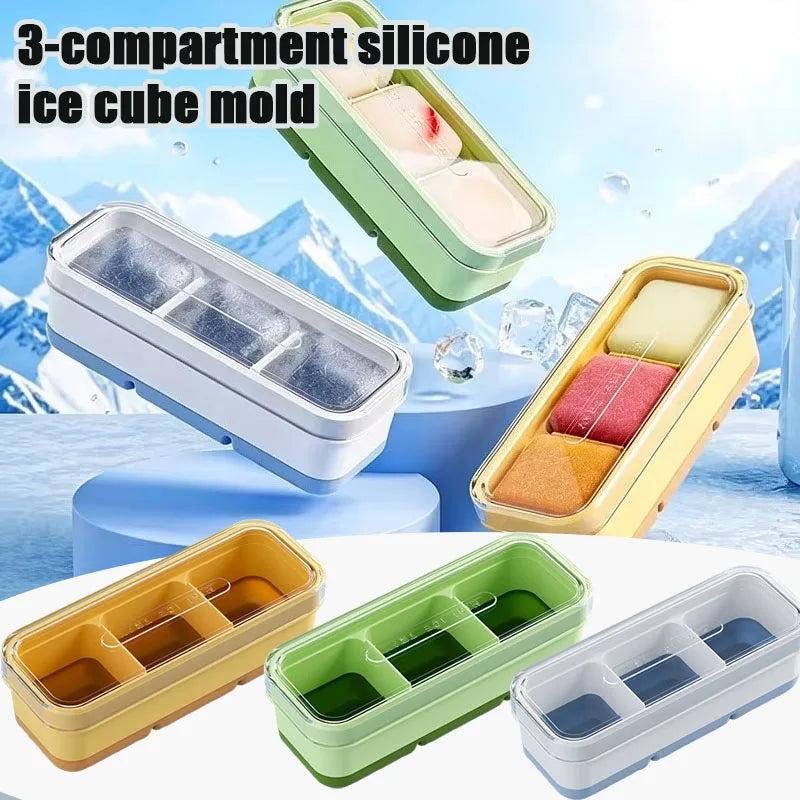 3-Cube Silicone Ice Tray with Airtight Lid – BPA-Free, Stackable Silicone Ice Tray Babs