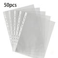 A4 11-Hole Clear PP Loose Leaf File Pockets | Document Sleeves File Pockets Babs 50pcs