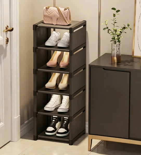Narrow Multi-Tier Shoe Rack – Wall Door Space-Saving Storage Shoe Rack Babs 6 grids