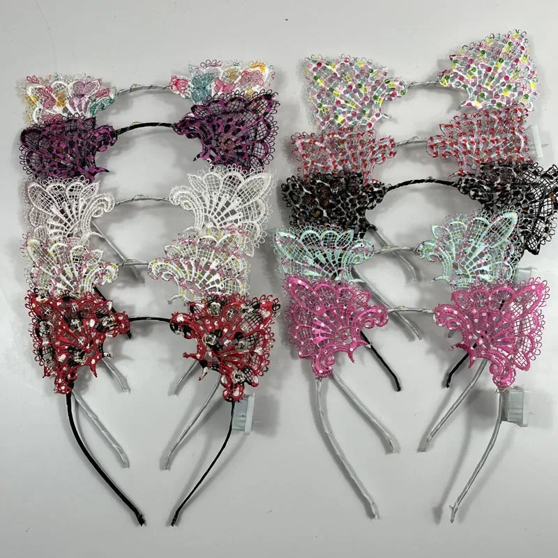 LED Lace Cat & Fox Glow Headbands for Rave & Parties LED Party Headband Babs Randomly colors