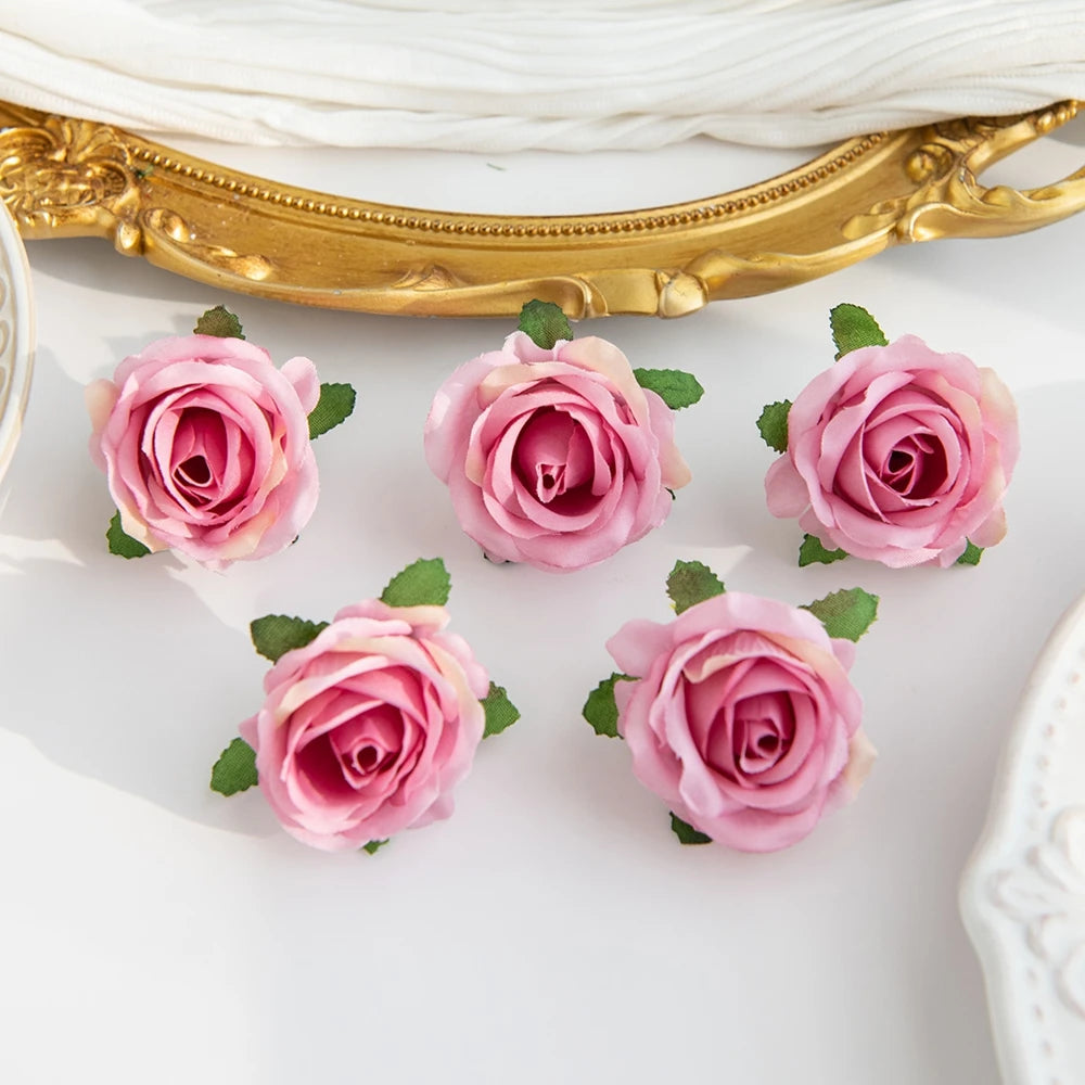 Silk Rose Flower Heads 5/10 Pcs – Wedding & DIY Decor Artificial Silk Flowers Babs Deep Pink 10 pcs