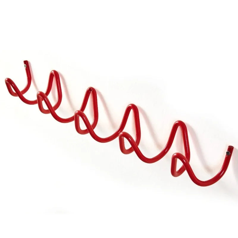 Metal Wall Coat Rack – 6-Hook Iron Organizer & Home Décor Wall Coat Rack Babs Red 5 Hook