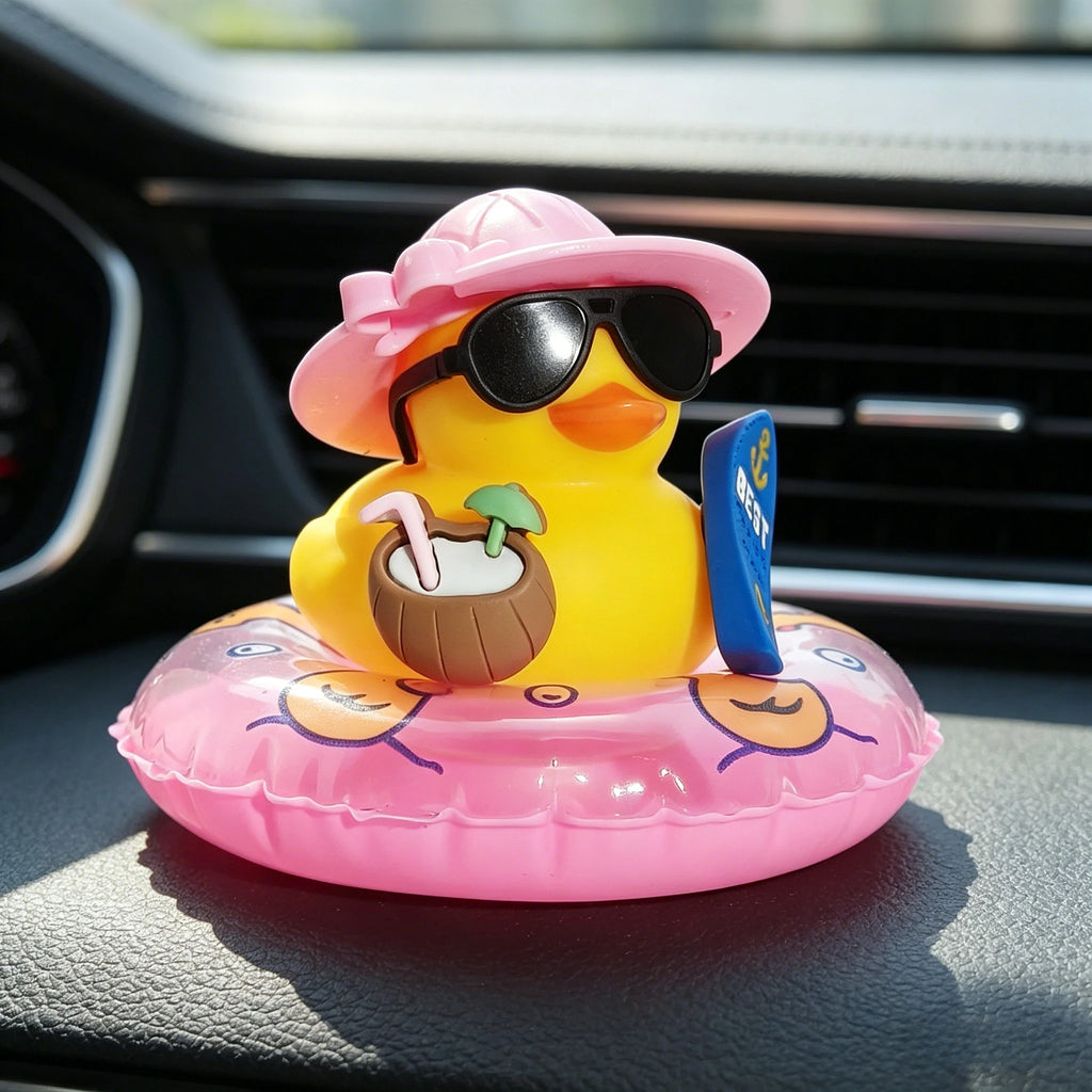 Cool Rubber Duck Car Decor with Sunglasses & Float Ornament Novelty Car Ornament Babs