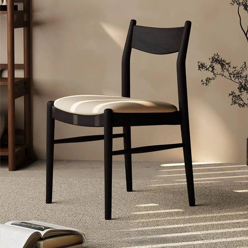 Nordic Solid Wood Dining Chair – Modern Luxury Home Seating Dining Chair Babs Black-White Leather