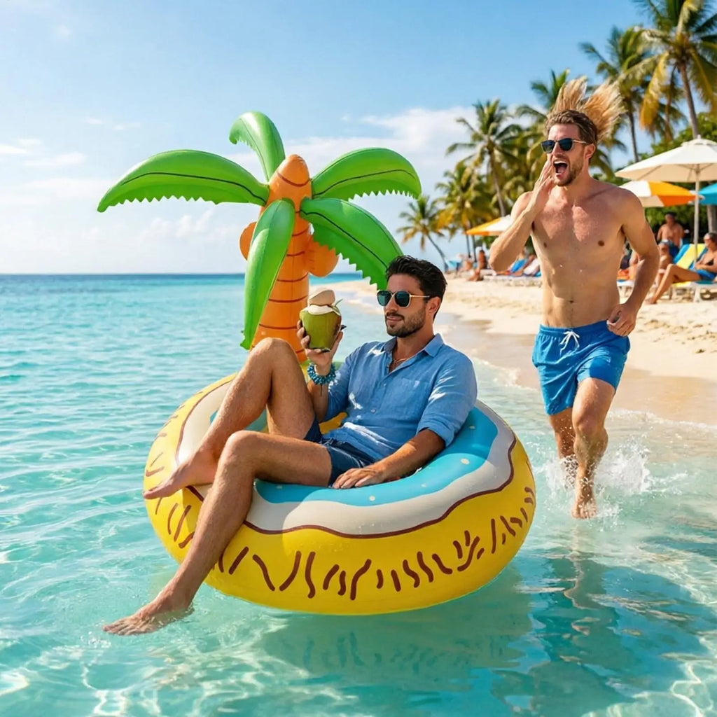 Inflatable Coconut Tree Pool Float – 48" Tropical Adult Mat Inflatable Pool Float Babs