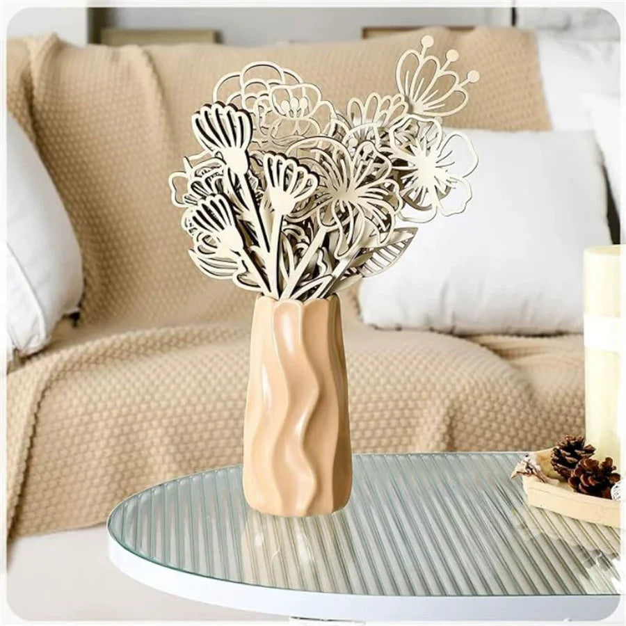 Wooden Hollow Flower Vase – Decorative Home Decor Gift Decorative Wood Vase Babs