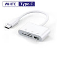 KEBIDUMEI 3-in-1 USB-C OTG Card Reader Dual SD TF Slot Adapter USB Card Reader Babs WHITE
