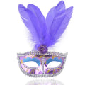 10pcs Feather Masquerade Eye Masks – Carnival, Party & Wedding Masquerade Feather Mask Babs purple