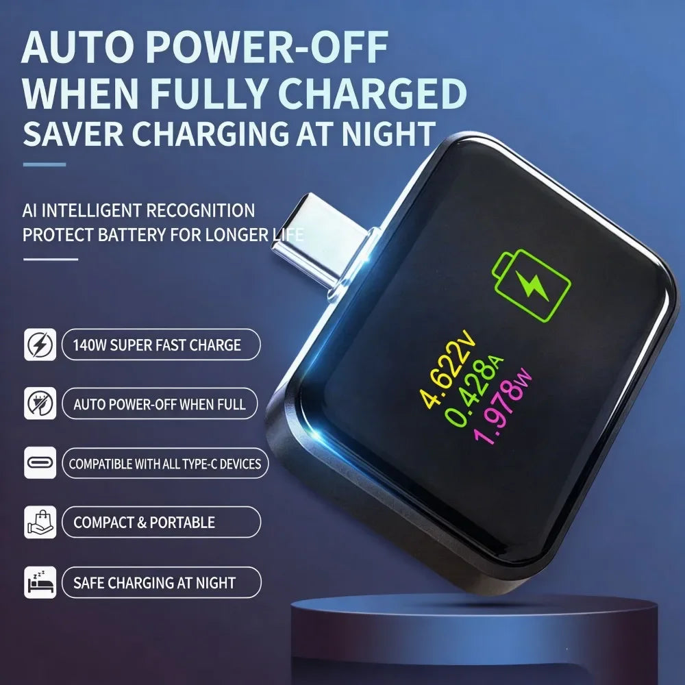 140W USB-C Smart Fast Charger Auto-Disconnect Laptop Adapter USB-C Fast Charger Babs