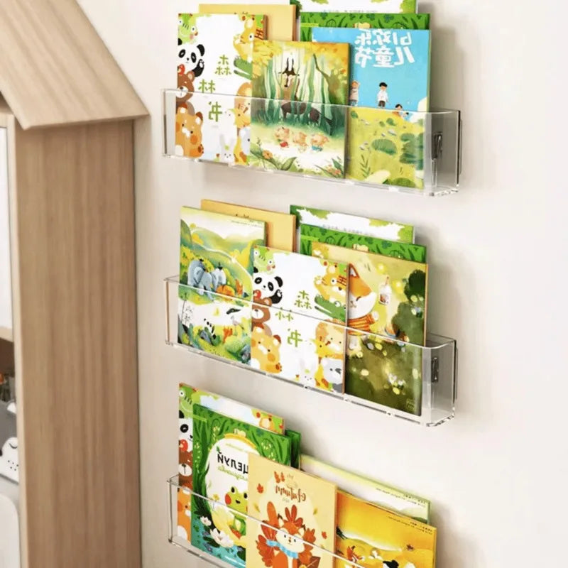 Acrylic Wall Mounted Book & Magazine Display Rack Wall Mounted Book Rack Babs